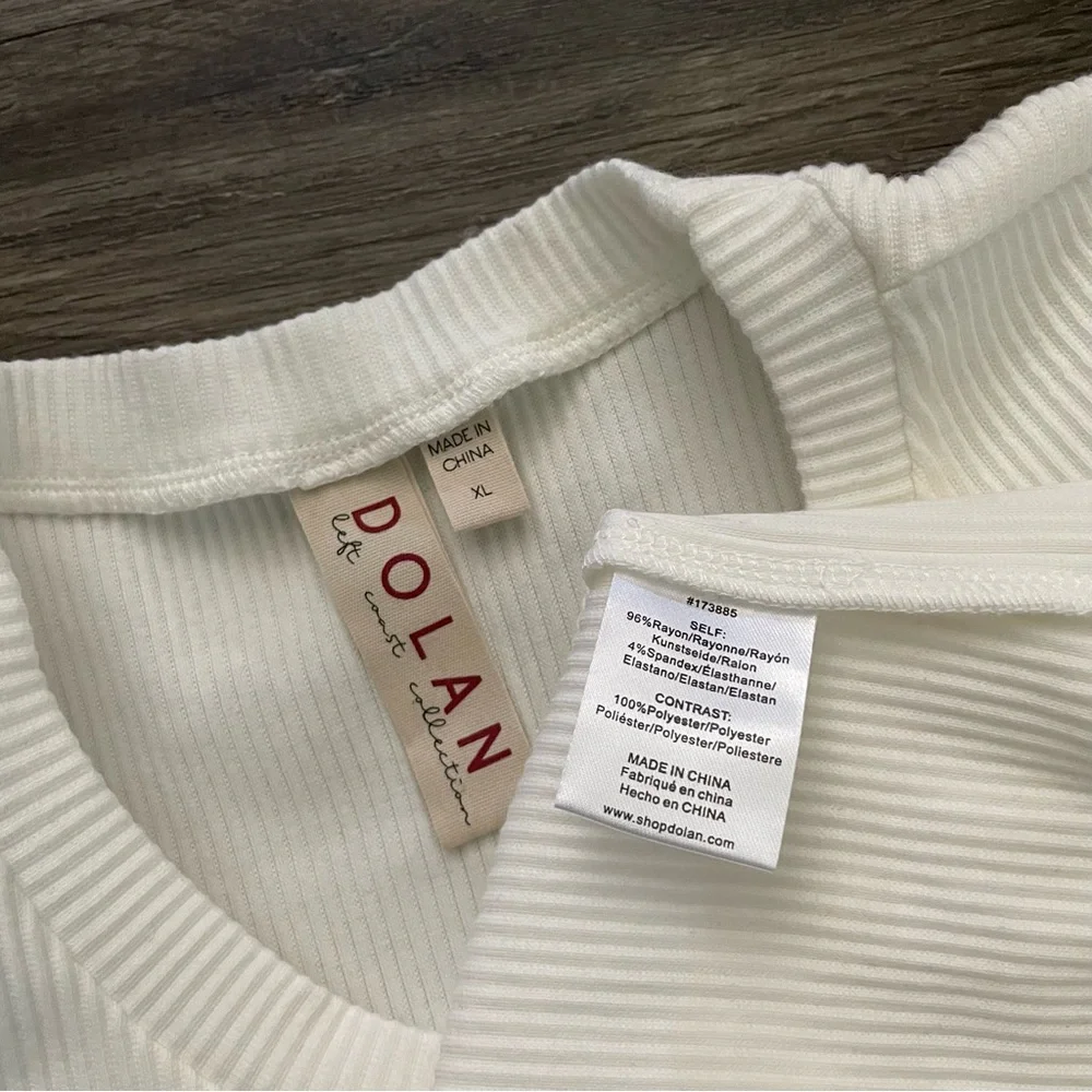 Anthropologie DOLAN Left Coast Puff-Sleeve Top Ribbed Knit Sheer Sleeve Sweater